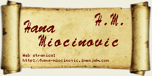Hana Miočinović vizit kartica